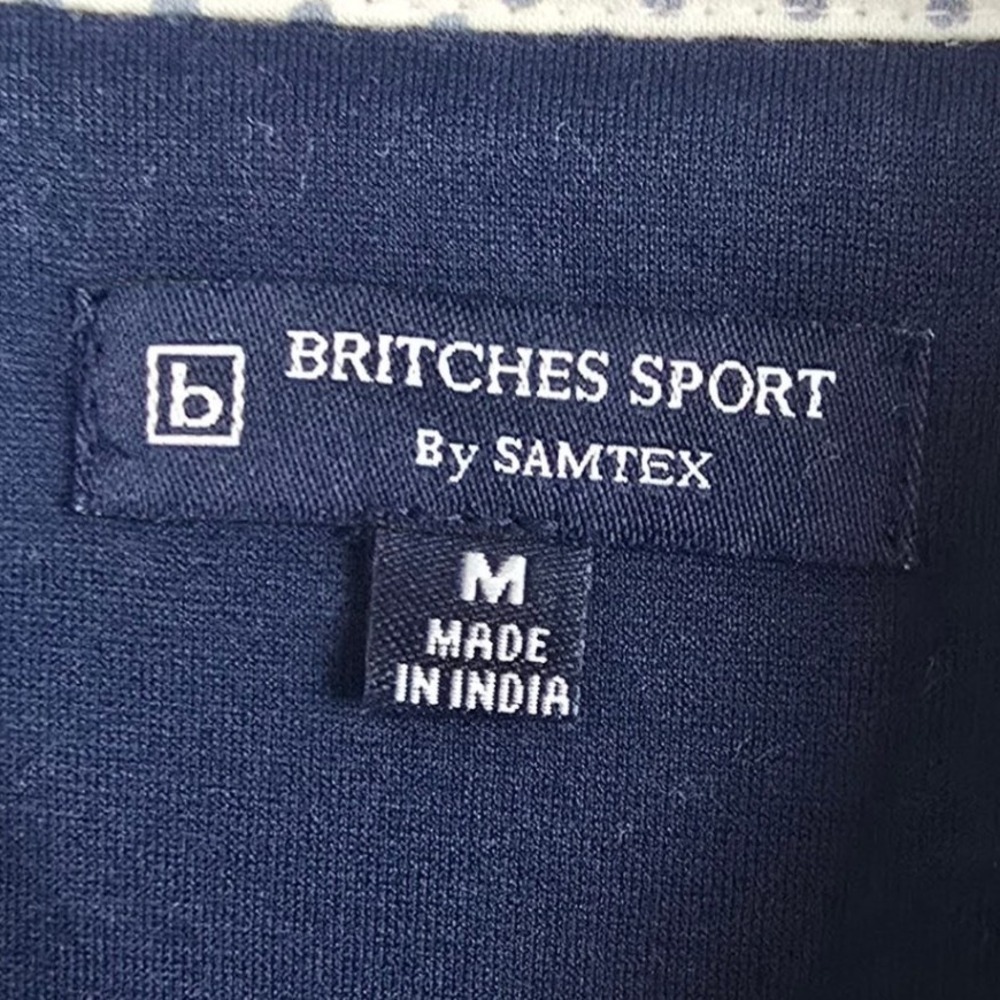 NWT Britches Sport by Samtex Mens Polo Shirt Medium White Grey Print 100% Cotton - Picture 7 of 8